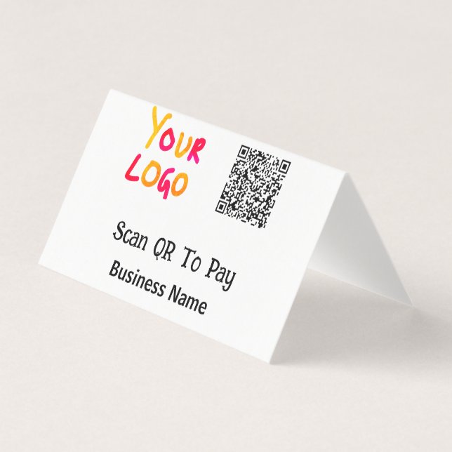 Simple minimal q r code to pay logo business name  (Front)