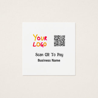 Simple minimal q r code to pay logo business name 
