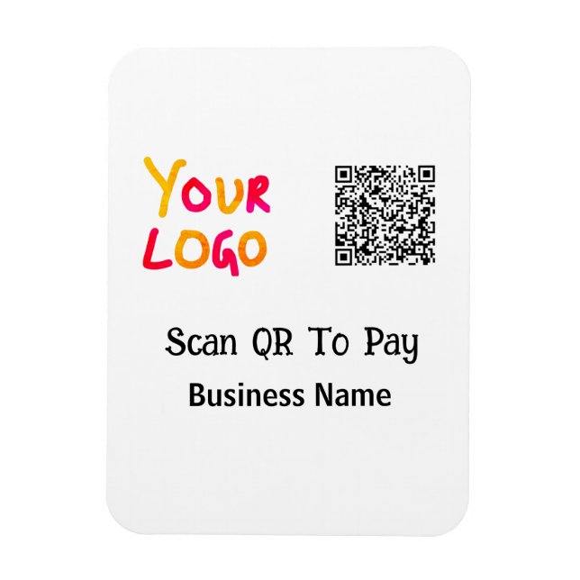 Simple minimal q r code to pay logo business name  magnet (Vertical)