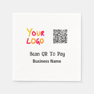 Simple minimal q r code to pay logo business name  napkin