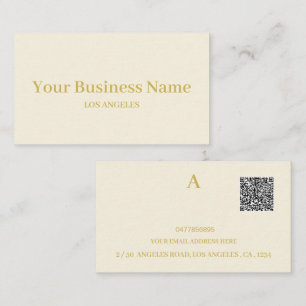 Simple Minimal QR Code Cream Professional Business Card