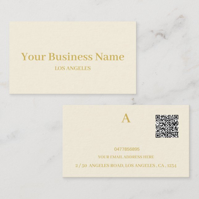 Simple Minimal  QR Code Cream Professional   Business Card (Front/Back)