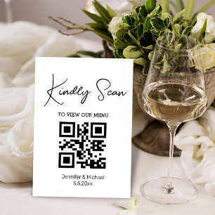 simple minimal qr code wedding menu table number