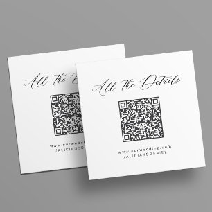 Simple minimal QR code wedding website Enclosure Card