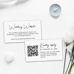 Simple minimal QR Code weding website online RSVP Enclosure Card