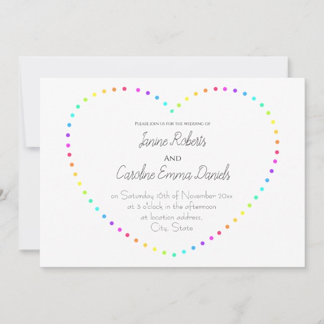 Simple Minimal Rainbow Lesbian Wedding Invitation (Front)