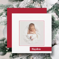 Simple Minimal Red Christmas Photo Birth