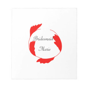 simple minimal red floral leaf bridesmaid name add notepad