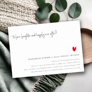 Simple Minimal Red Heart Script Rehearsal Dinner Invitation