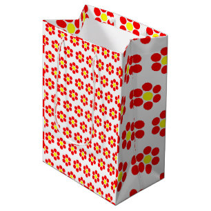 Simple Minimal Red Yellow Flowers Medium Gift Bag