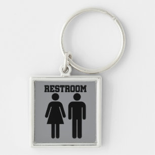 Simple Minimal Restroom Bathroom Toilet WC Key Ring