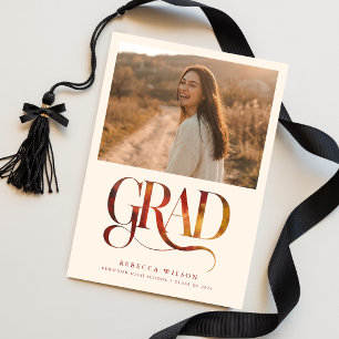 Simple Minimal Retro Graduate Photo Graduation Postcard