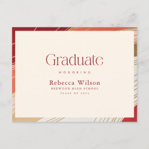 Simple Minimal Retro Marble Graduation Thank You Postcard