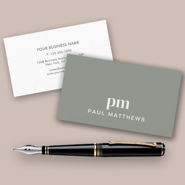 Simple Minimal Sage Green Business Card (Creator Uploaded)