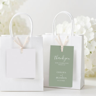 Simple Minimal Sage Green Thank You Wedding Favour Gift Tags