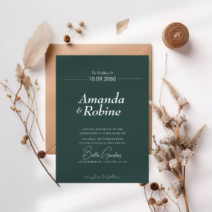 Simple Minimal Sage Green Wedding Invitation