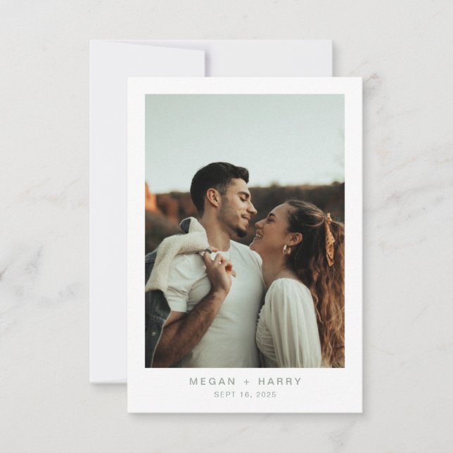 Simple Minimal Sage Green Wedding Thank You Card (Front)