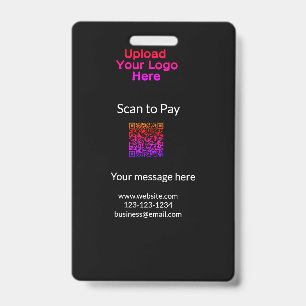 Simple minimal scan to pay Add QR logo website ema ID Badge