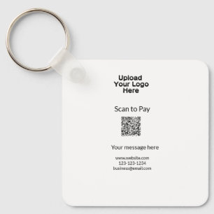 Simple minimal scan to pay Add QR logo website ema Key Ring