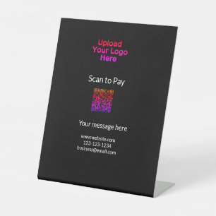 Simple minimal scan to pay Add QR logo website ema Pedestal Sign