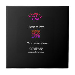 Simple minimal scan to pay Add QR logo website ema Tile