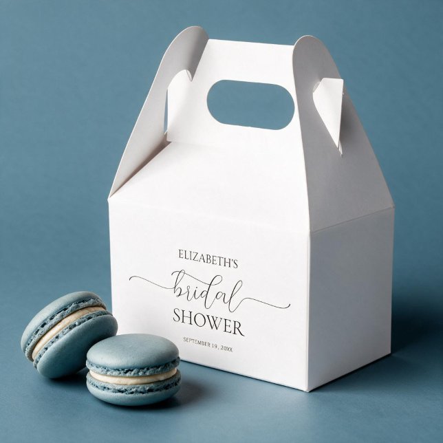 Simple Minimal Script Black & White Bridal Shower Favour Box (Creator Uploaded)