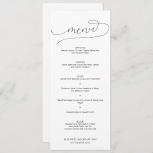 Simple Minimal Script Black & White Wedding Menu
