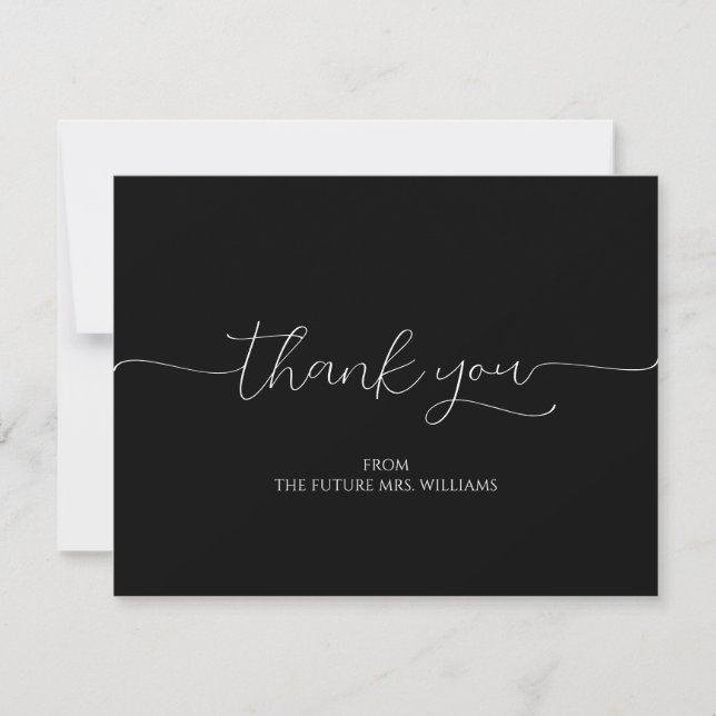Simple Minimal Script Bridal Shower Thank You Card (Front)