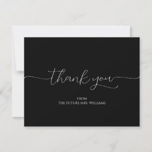 Simple Minimal Script Bridal Shower Thank You Card