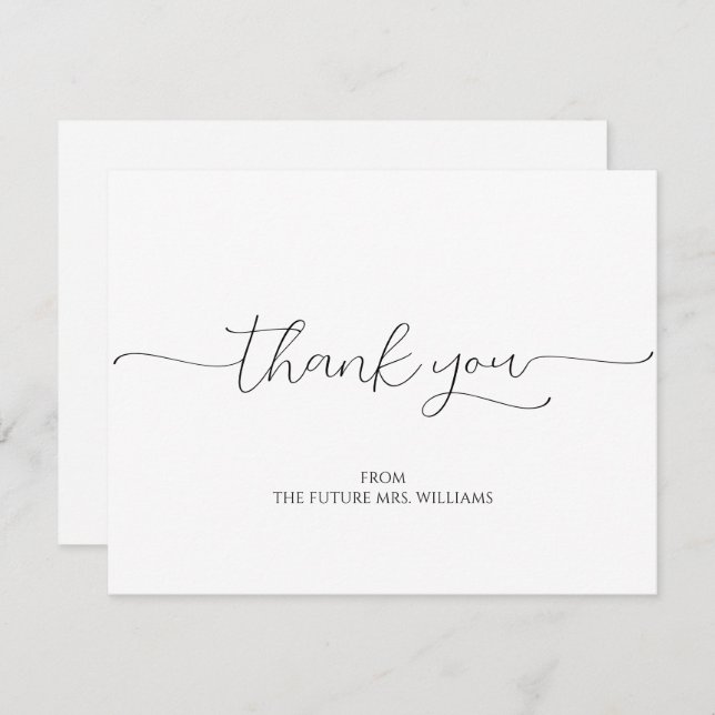 Simple Minimal Script Bridal Shower Thank You Card (Front/Back)