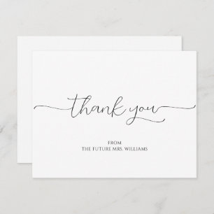 Simple Minimal Script Bridal Shower Thank You Card