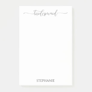 Simple Minimal Script Bridesmaid Gift Post-it Notes