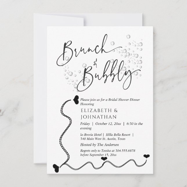 Simple Minimal Script Brunch And Bubbly Invitation (Front)