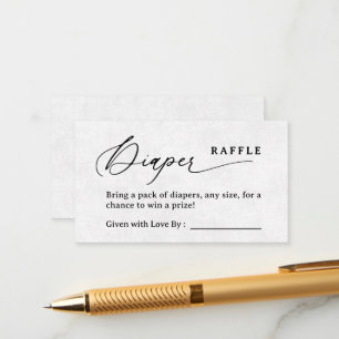 Simple Minimal Script Diaper Raffle Enclosure Card
