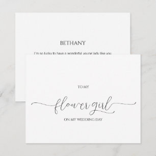 Simple Minimal Script Flower Girl Thank You Card
