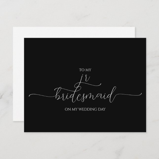Simple Minimal Script Jr Bridesmaid Thank You Card (Front/Back)