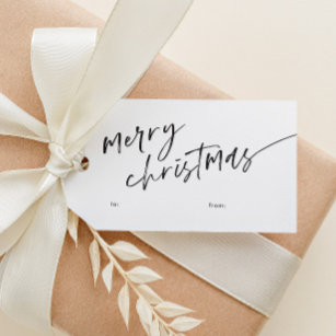 Simple Minimal Script Merry Christmas Gift Tags