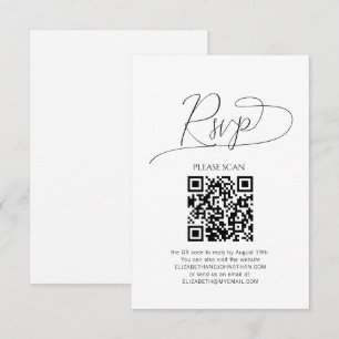 Simple Minimal Script QR Code Wedding RSVP Card