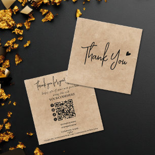 simple minimal script thank you for your order square business card