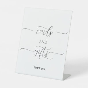 Simple Minimal Script Wedding Cards and Gifts Pedestal Sign
