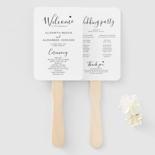 Simple Minimal Script Wedding Ceremony Program Hand Fan