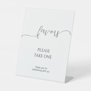 Simple Minimal Script Wedding Favour Pedestal Sign