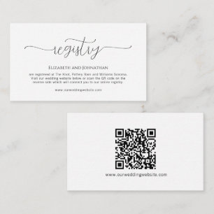 Simple Minimal Script Wedding Registry Enclosure Card