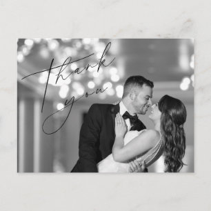Simple Minimal Script Wedding Thank You Post Card