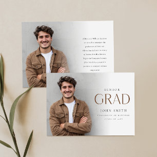 Simple Minimal Senior Grad Photo Master Graduation Announcement