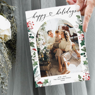 Simple Minimal Single Photo Family  Holiday Card