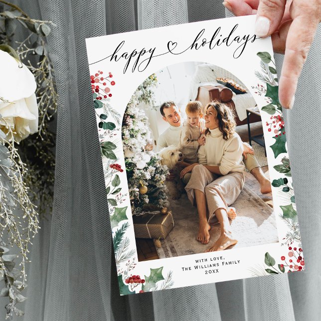 Simple Minimal Single Photo Family  Holiday Card (Creator Uploaded)