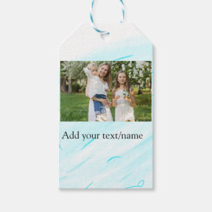 Simple minimal sky blue pastel watercolor add text gift tags