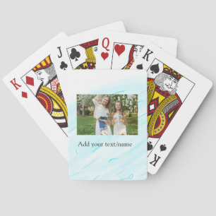 Simple minimal sky blue pastel watercolor add text playing cards