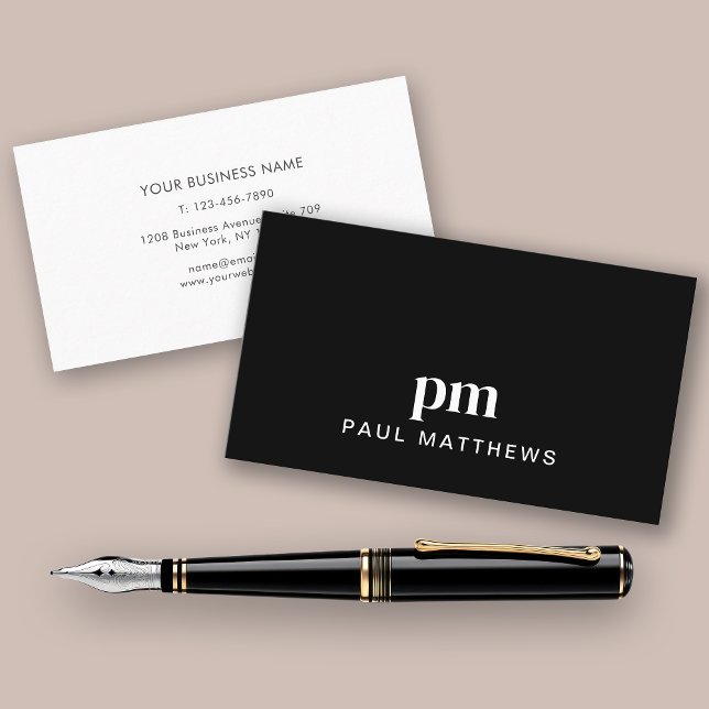 Simple Minimal Sleek Black Business Card (Creator Uploaded)